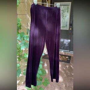 SUSAN GRAVER QVC Velvety Velour Deep Purple Elastic Waist Holiday Pants Size LP